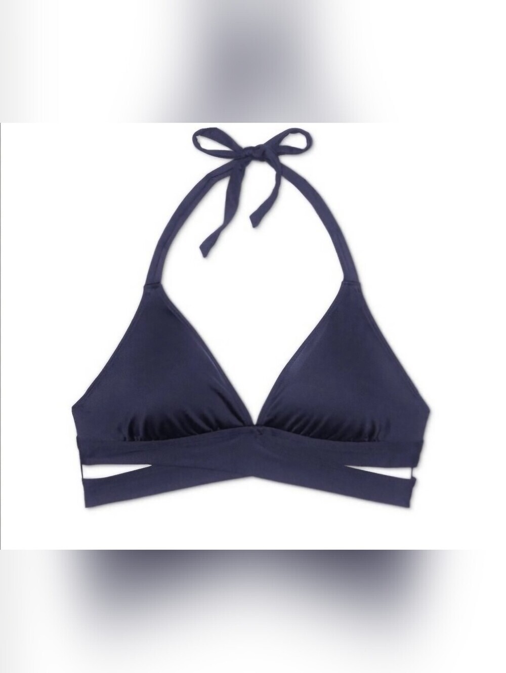 Kona Sol Navy Blue Crisscross Halter Bikini Top adjustable pool beach resortwear